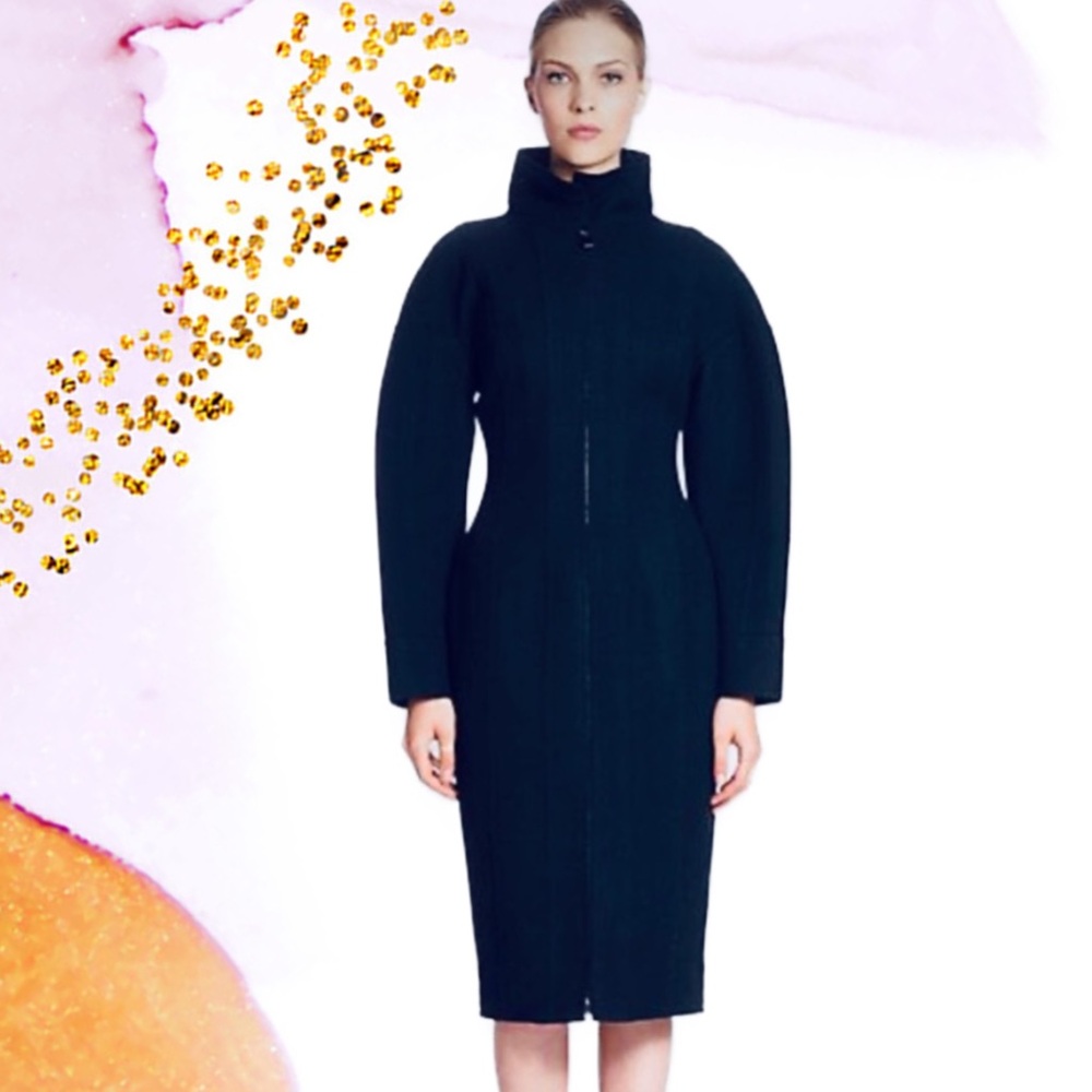 💯 Authentic Fendi Wool Raw Edges Panel Coat Navy blue Sz.38
